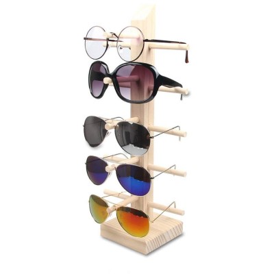 Rustic Desktop Free Standing Eyewear Case Sunglasses Holder wooden Eyeglasses Display Rack