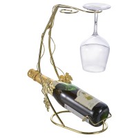 Wine Accessories Wine Bottle Holder Wine Rack Steel With Hanging Stemware Glass Holder